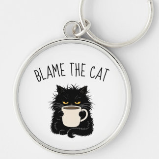 Porte-clés Blâmer le chat Amusant chat noir grincheux amateur
