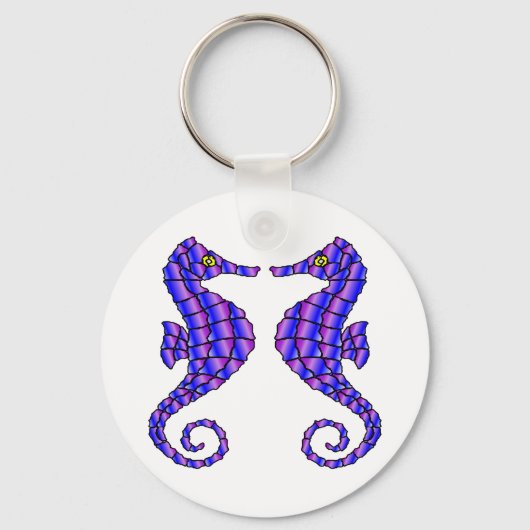 Porte-clés Blanc 2 hippocampes (Recto)