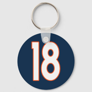 Porte-clés Blanc bleu orange du nombre rond 18