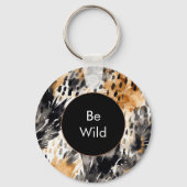 Porte-clés Blanc Crème Léopard Animal Noir (Recto)