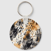 Porte-clés Blanc Crème Léopard Animal Noir (Verso)