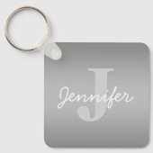 Porte-clés Blanc Cursive & Monogramme Gris | Couleurs Modifia (Recto)