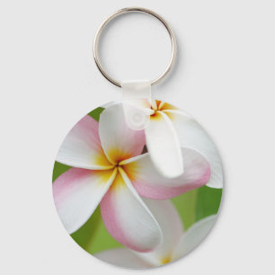 Porte-clés Blanc customisé par fleur d'Hawaï de Frangipani 