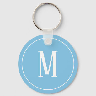 Porte-clés Blanc de monogramme sur le porte - clé bleu-clair