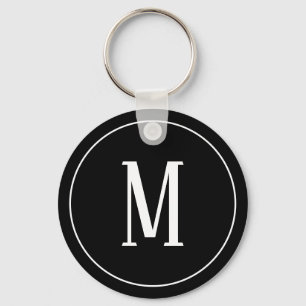 Porte-clés Blanc de monogramme sur le porte - clé noir