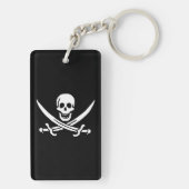 Porte-clés Blanc, Drapeau Pirate Calico Jack, Crâne & Cutlass (Dos)