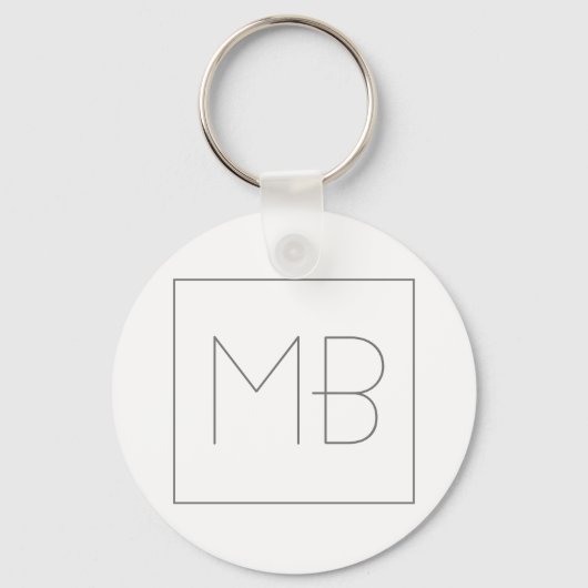 Porte-clés Blanc Élégant Unique Monogramme (Recto)
