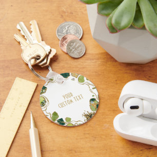Porte-clés Blanc Faux Pailleté Élégant Rond