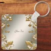 Porte-clés Blanc Floral or Ornat Porte - clé (Verso)