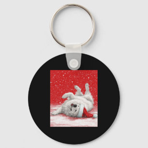 Porte-clés Blanc Great Pyrenees Rouge Noël Manches Longues