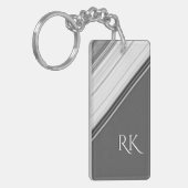Porte-clés Blanc Moderne sur Monogramme Gris (Devant gauche)