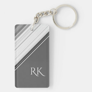 Porte-clés Blanc Moderne sur Monogramme Gris