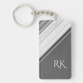 Porte-clés Blanc Moderne sur Monogramme Gris (Devant)