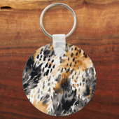 Porte-clés Blanc Noir Crème Léopard Animal (Verso)