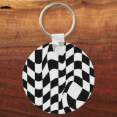 Porte-clés Blanc ondulé sur motif moderne noir (Recto)