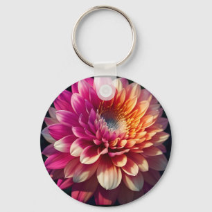 Porte-clés Blanc Orange Jaune Rose Violet Bleu Dahlia Fleur
