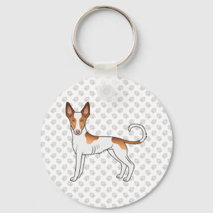 Porte-clés Blanc & Rouge Ibizan Hound Manteau lisse Chien Et 