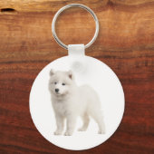 Porte-clés Blanc Samoyé Chien chiot amour (Recto)