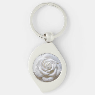 Porte-clés Blanc sur Blanc - Rose Sculptée