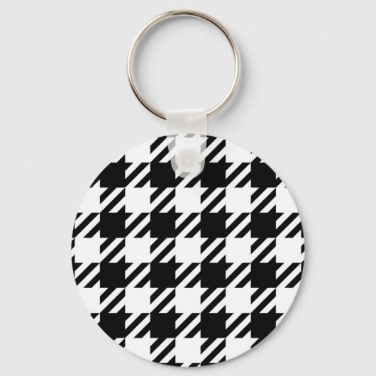Porte-clés Blanc sur noir motif Houndstooth (Recto)