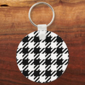 Porte-clés Blanc sur noir motif Houndstooth (Recto)