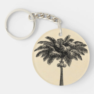 Porte-clés Blanc tropical vintage de modèle de palmier d'île
