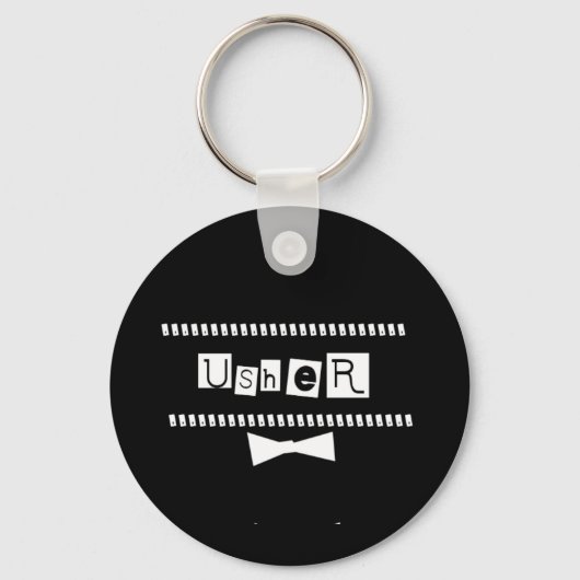 Porte-clés Blanc Usher sur noir (Recto)