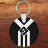 Porte-clés Blancs et Chevrons sur Noir avec Monogramme (Recto)