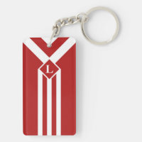 Blancs et Chevrons sur Rouge avec Monogramme