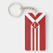 Porte-clés Blancs et Chevrons sur Rouge avec Monogramme (Devant)