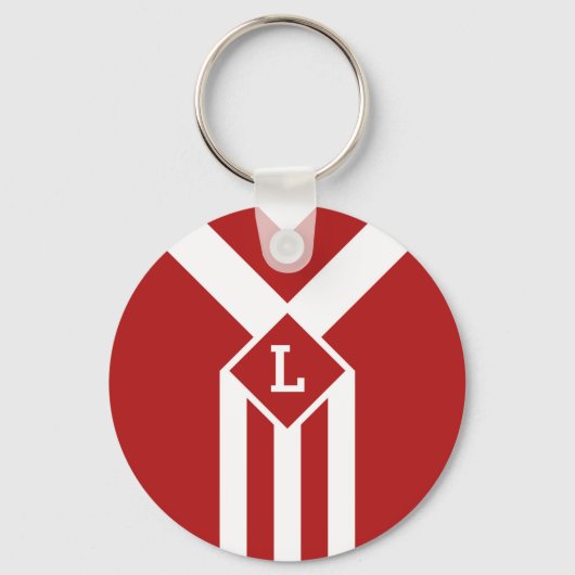 Porte-clés Blancs et Chevrons sur Rouge avec Monogramme (Recto)