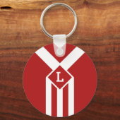 Porte-clés Blancs et Chevrons sur Rouge avec Monogramme (Recto)