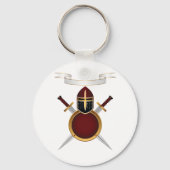 Porte-clés Blason de Chevalier Médiéval Casque Épées Bouclier (Recto)