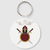 Porte-clés Blason de Chevalier Médiéval Casque Épées Bouclier (Verso)