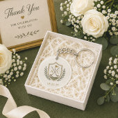 Porte-clés Blason de golf de mariage à monogramme élégant