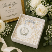 Porte-clés Blason de golf de mariage à monogramme élégant