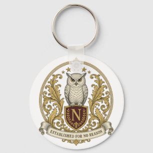 Porte-clés Blason de hibou héraldique vintage