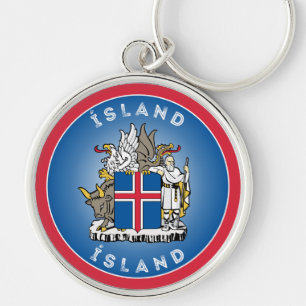Porte-clés Blason d'Islande Forme de Cercle