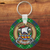 Porte-clés Blason du clan Duncan sur tartan (Recto)