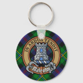 Porte-clés Blason du clan Malcolm sur tartan (Recto)
