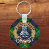 Porte-clés Blason du clan Malcolm sur tartan (Recto)