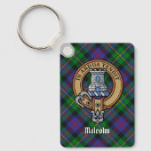 Porte-clés Blason du clan Malcolm sur tartan (Recto)