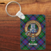 Porte-clés Blason du clan Malcolm sur tartan (Recto)