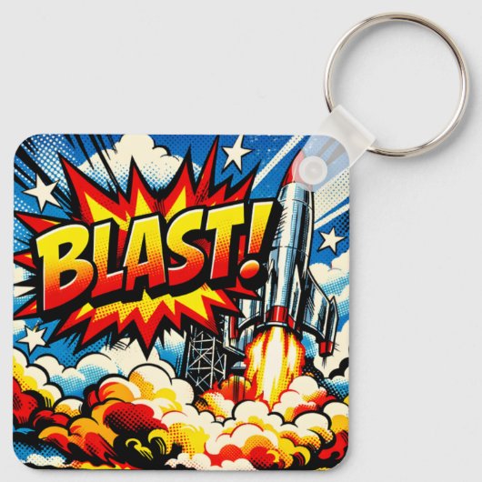 Porte-clés BLAST! Retro Pop Art Rocket Explosion (Dos)