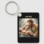 Porte-clés Blessed Baby with Angel Parents Aluminum Rectangle (Recto)