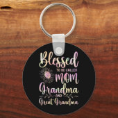 Porte-clés Blessed To Be Called Mama Grandma Et Great Grandma (Recto)
