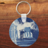 Porte-clés Bleu Abstrait et ivoire (Recto)