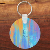 Porte-clés Bleu Abstrait et orange (Recto)