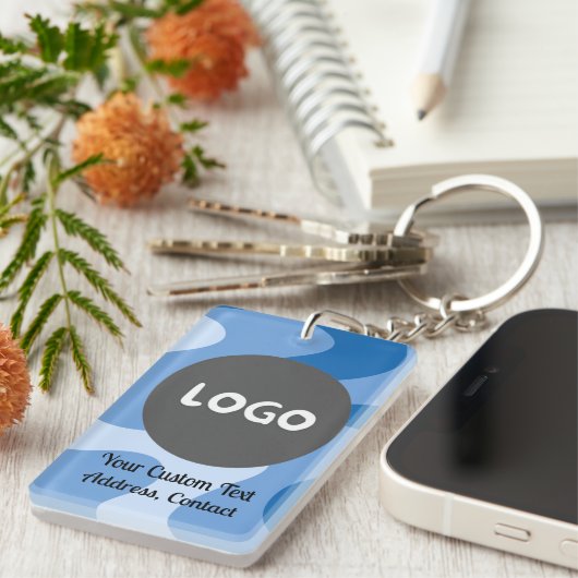 Porte-clés Bleu Abstrait Vague double face (Devant droit)