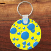 Porte-clés Bleu arrondi sur jaune (Recto)